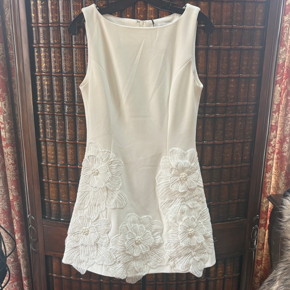 Elliatt Ivory Mini Dress with Floral Accents